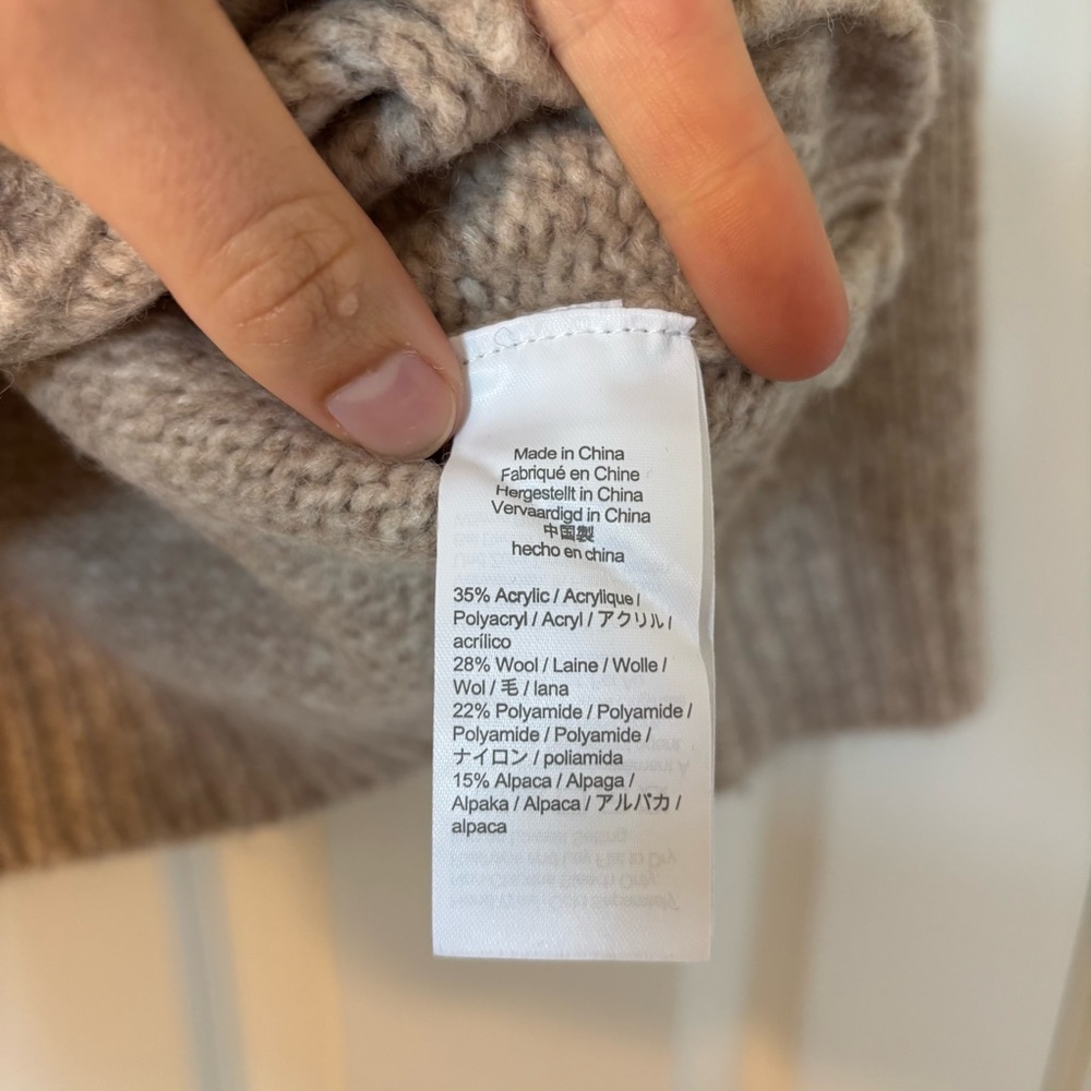J. Crew Cream Beige Button Shoulder Heathered Sweater Ribbed Alpaca Wool XS Soft - Picture 6 of 8